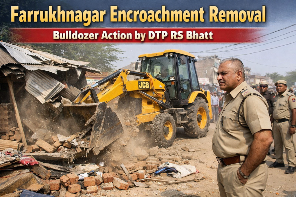 Farrukhnagar Encroachment Action bulldozer removal by DTP RS Bhatt